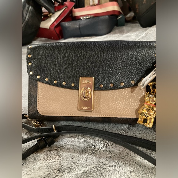 Coach 1941 lane snakeskin color block with rivets crossbody bag and jade wallet - Picture 3 of 13